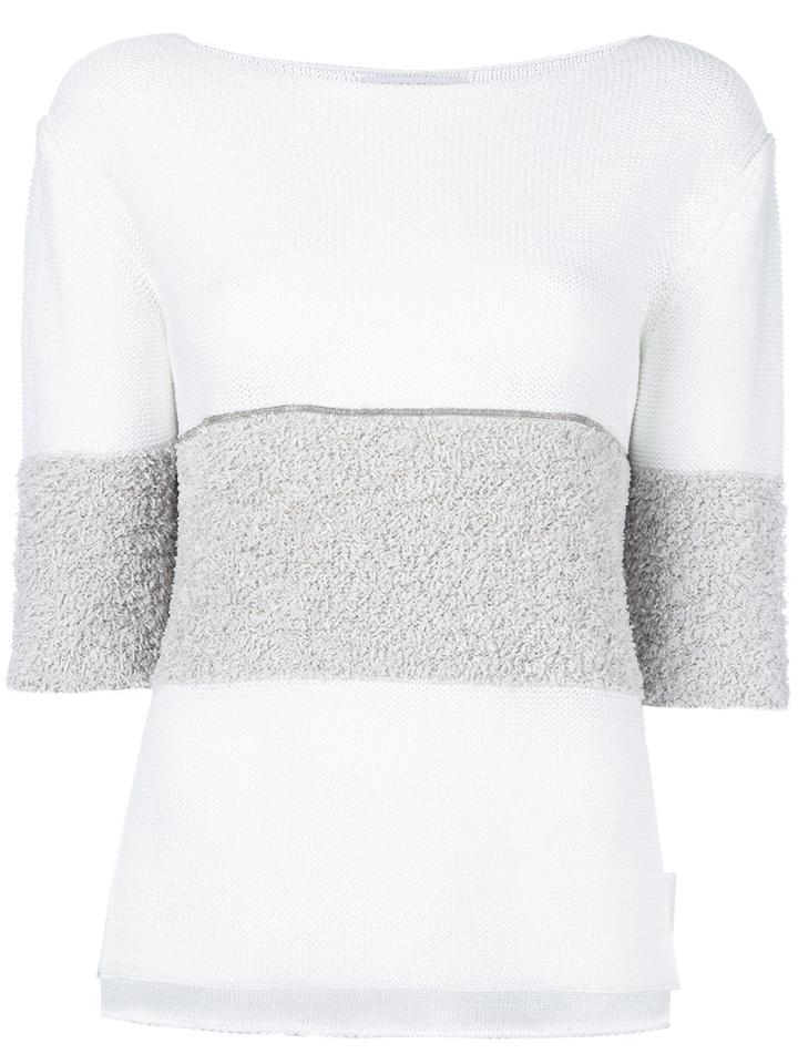 Fabiana Filippi Contrast Jumper, Women's, Size: 40, White, Cotton/polyamide