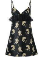 Giamba Tiger Jacquard Dress, Women's, Size: 42, Black, Polyester