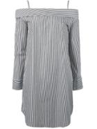 Robert Rodriguez - Off-shoulders Striped Mini Dress - Women - Cotton - 0, Women's, White, Cotton