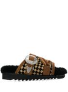 Toga Pulla Checked Pattern Slides - Brown
