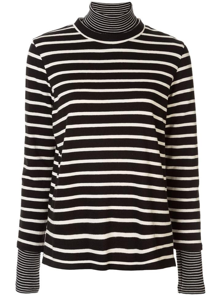 Goen.j Layered Striped Turtleneck Top - Black