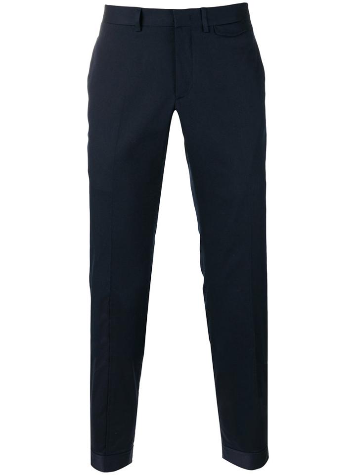 Z Zegna Slim-fit Chinos, Men's, Size: 50, Blue, Cotton/spandex/elastane