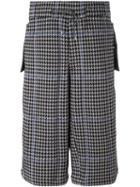 Oamc - Houndstooth Shorts - Men - Cotton/polyester/cupro - L, Grey, Cotton/polyester/cupro