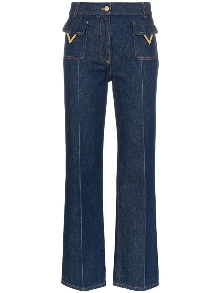 Valentino V Detail Front Pocket Jeans - Blue
