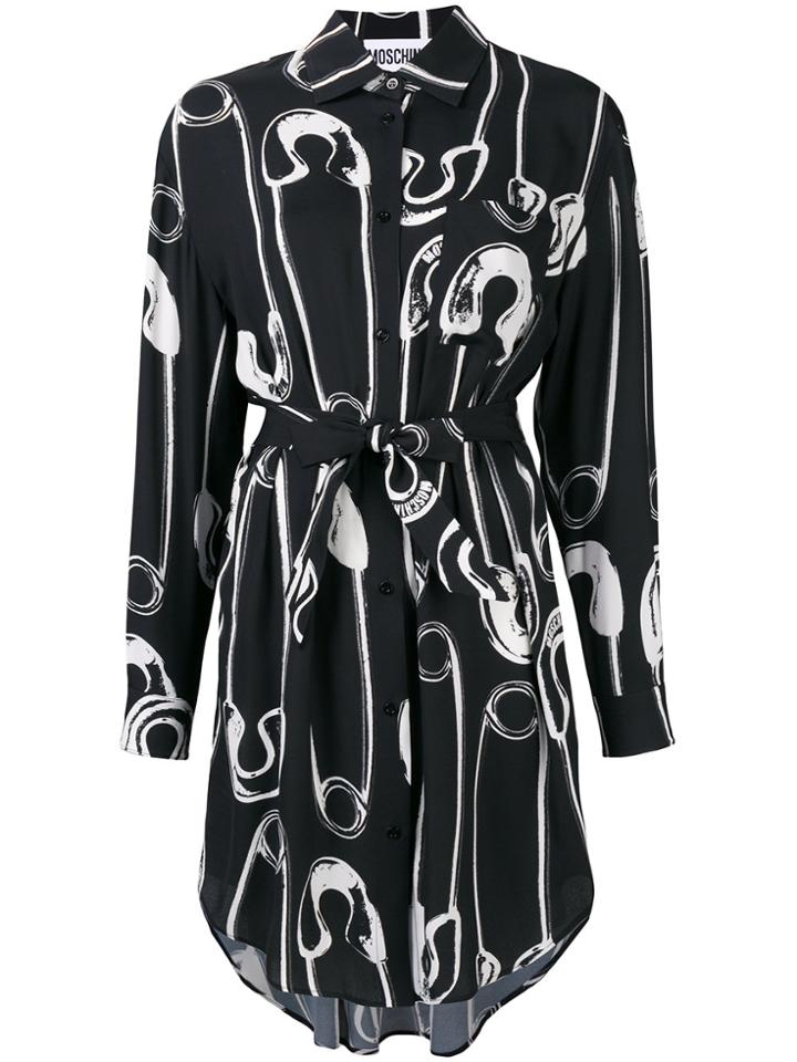 Moschino Safety Pins Print Shirt-dress - Black