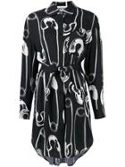 Moschino Safety Pins Print Shirt-dress - Black