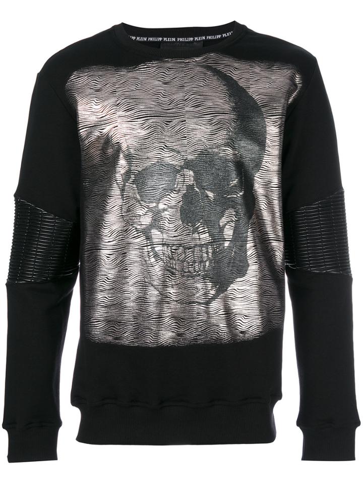 Philipp Plein Metallic Skull Print Top - Black