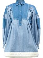 Sacai Patchwork Denim Dress, Women's, Size: 3, Blue, Cotton/nylon