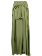 Jacquemus Asymmetric Long Flared Skirt - Green