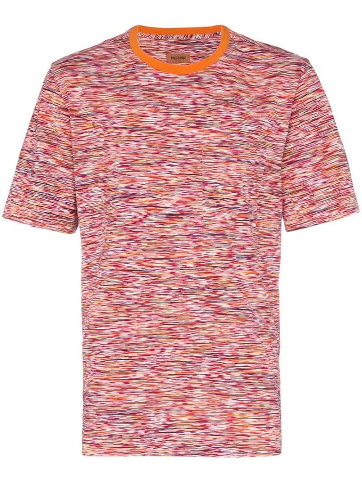 Missoni Stripe Print Cotton T-shirt - Red