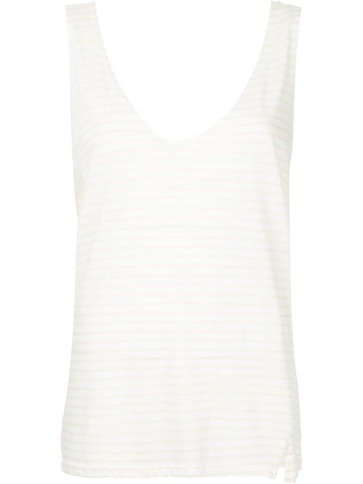 Bassike Striped V-neck Tank Top - Pink