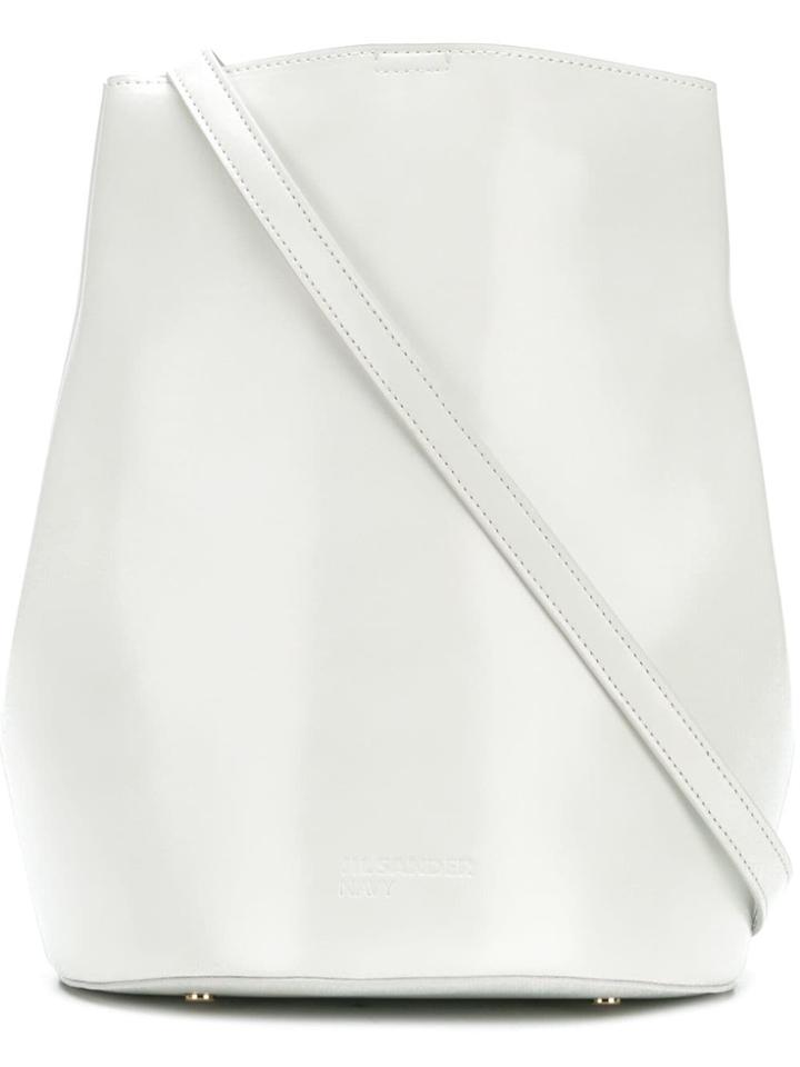 Jil Sander Navy Bucket Shoulder Bag - White