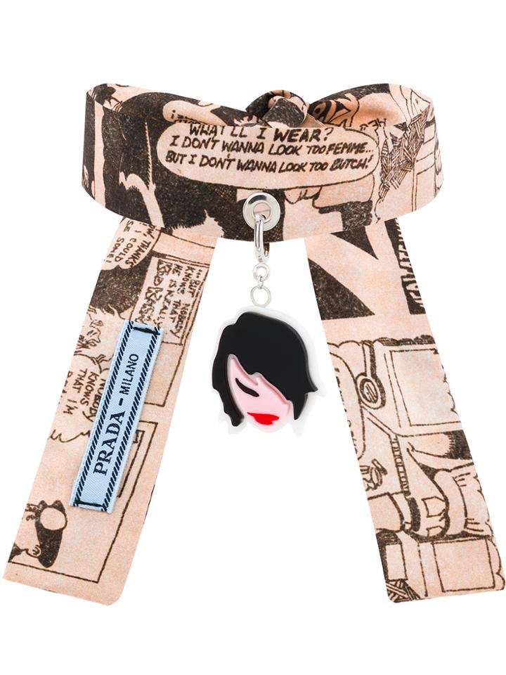Prada Face Charm Choker - Pink & Purple