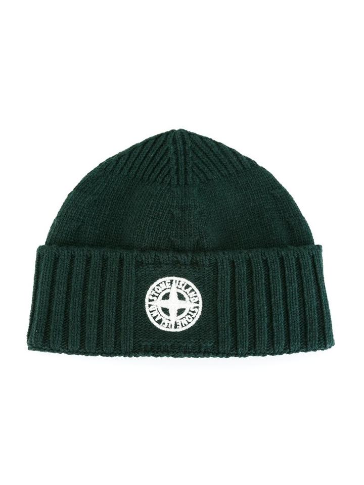 Stone Island Kids Embroidered Logo Beanie, Boy's, Size: 44 Cm, Green