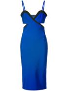 Mugler - Cut Out Fitted Dress - Women - Polyamide/spandex/elastane/viscose - 38, Blue, Polyamide/spandex/elastane/viscose