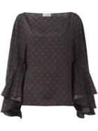 Lanvin Wide Sleeve Blouse, Women's, Size: 42, Blue, Silk