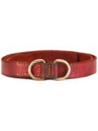 Guidi Distressed Belt, Adult Unisex, Red, Buffalo Leather