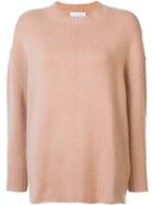 Ryan Roche Ribbed Crew Neck Jumper, Women's, Size: Small, Nude/neutrals, Cashmere