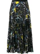 Erdem Floral Print Pleated Skirt, Women's, Size: 8, Black, Polyester