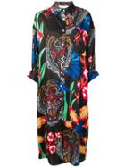 5 Progress Tiger Print Shirt Dress - Black