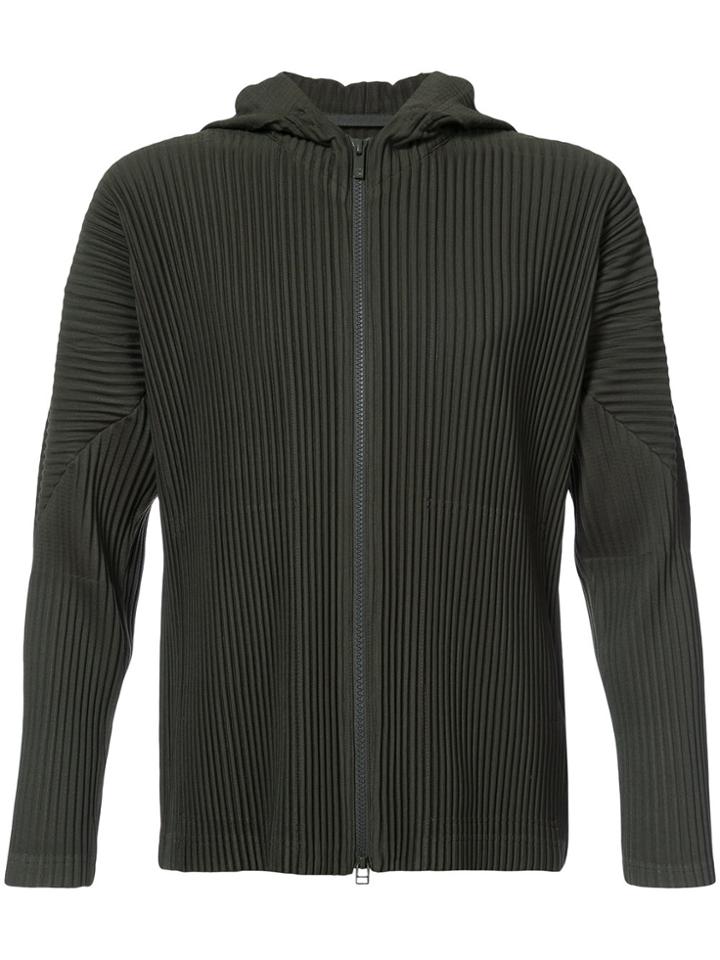 Homme Plissé Issey Miyake Pleated Zipped Hoodie - Green