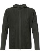 Homme Plissé Issey Miyake Pleated Zipped Hoodie - Green