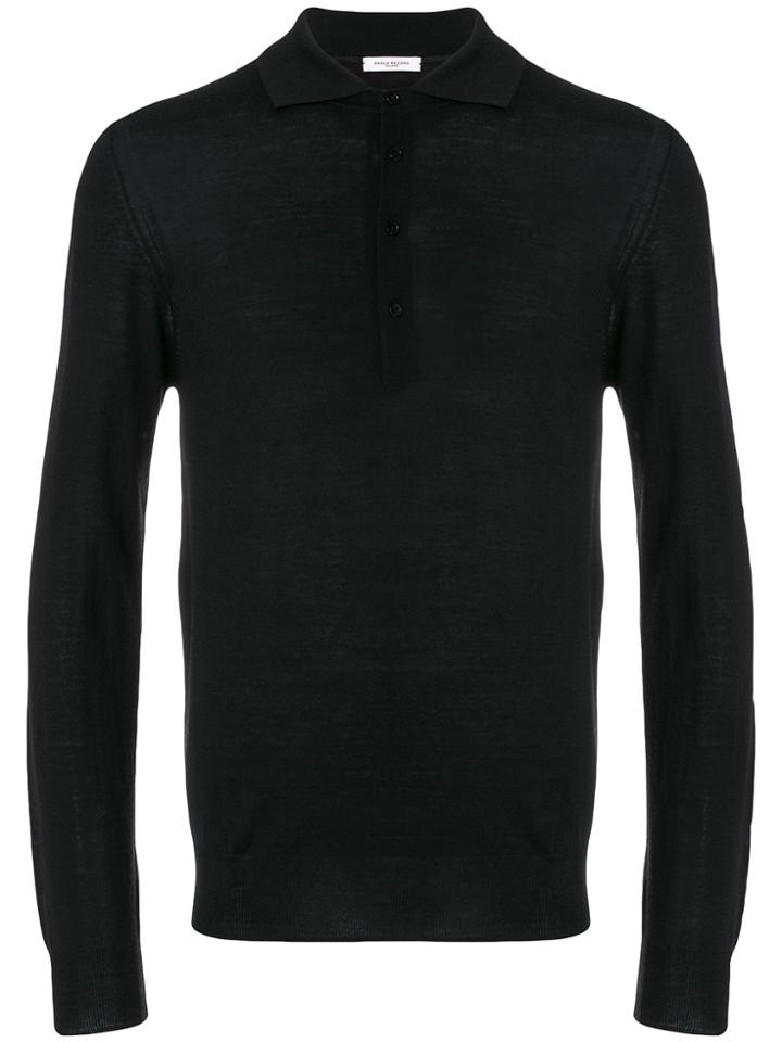 Paolo Pecora Long Sleeve Polo Shirt - Black