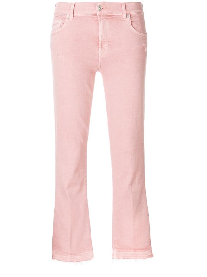 7 For All Mankind Cropped Flared Jeans - Pink & Purple