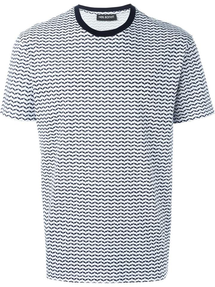 Neil Barrett Pattern Print T-shirt, Men's, Size: Medium, White, Cotton