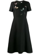 Valentino Embroidered Crêpe Couture Dress - Black