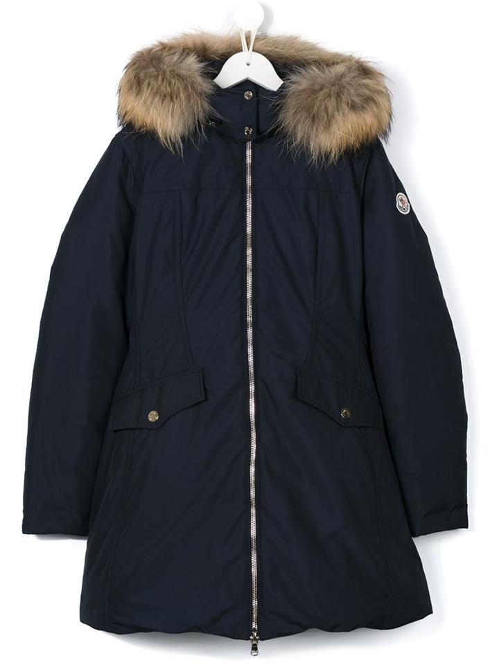 Moncler Kids Fur Hood Duffle Coat, Girl's, Size: 14 Yrs, Blue