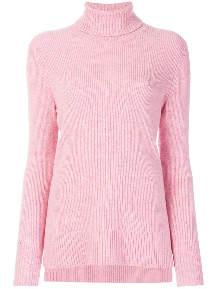 Ganni Turtle-neck Fitted Sweater - Pink & Purple