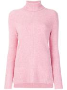 Ganni Turtle-neck Fitted Sweater - Pink & Purple