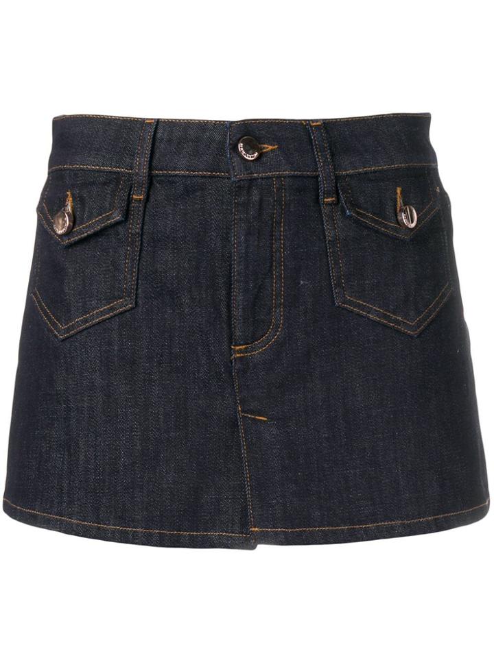Red Valentino Skirt Front Denim Shorts - Blue