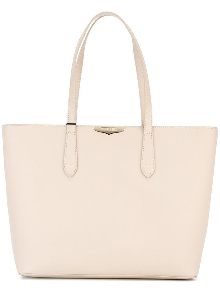 Twin-set Logo Plaque Tote, Women's, Nude/neutrals, Calf Leather