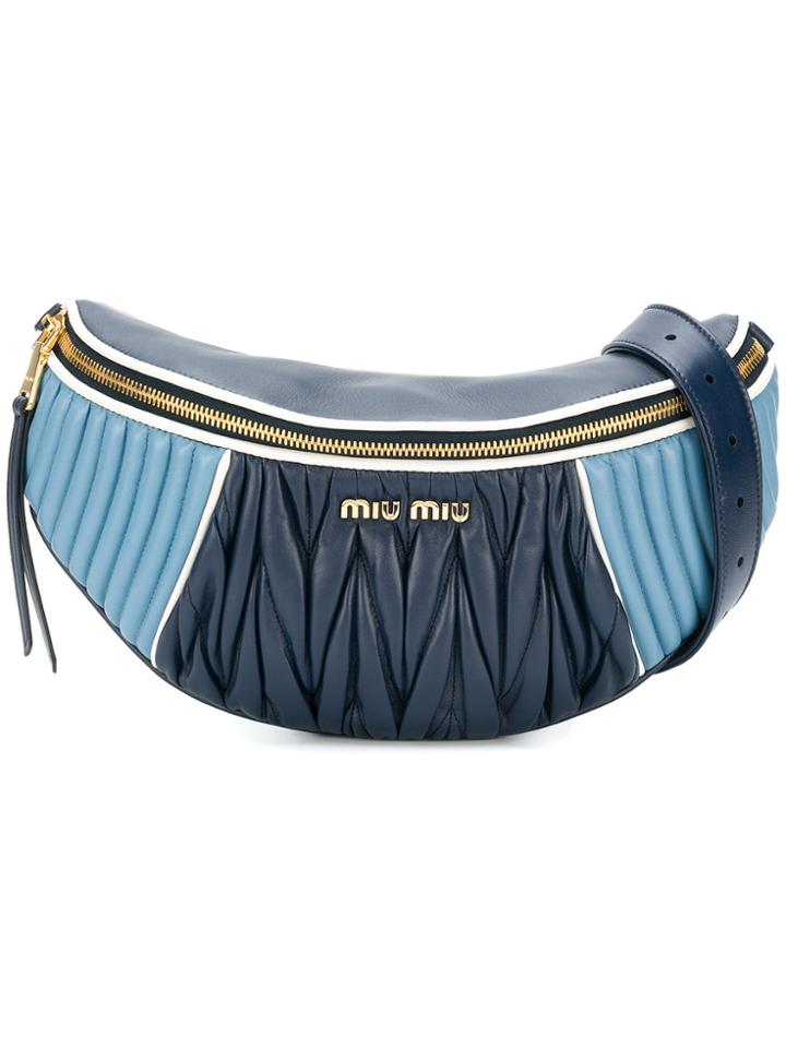 Miu Miu Two-tone Matelassé Belt Bag - Blue