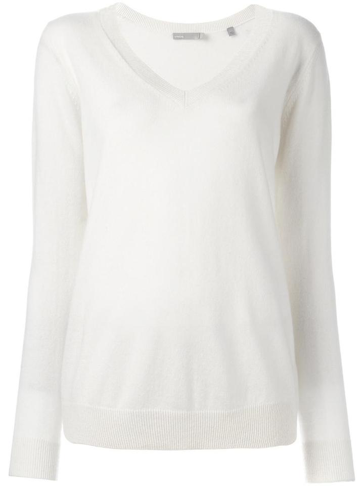 Vince V-neck Jumper, Women's, Size: Large, White, Cashmere