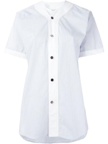 Carolinaritz Pinstriped Short Sleeve Button Down Shirt