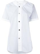 Carolinaritz Pinstriped Short Sleeve Button Down Shirt