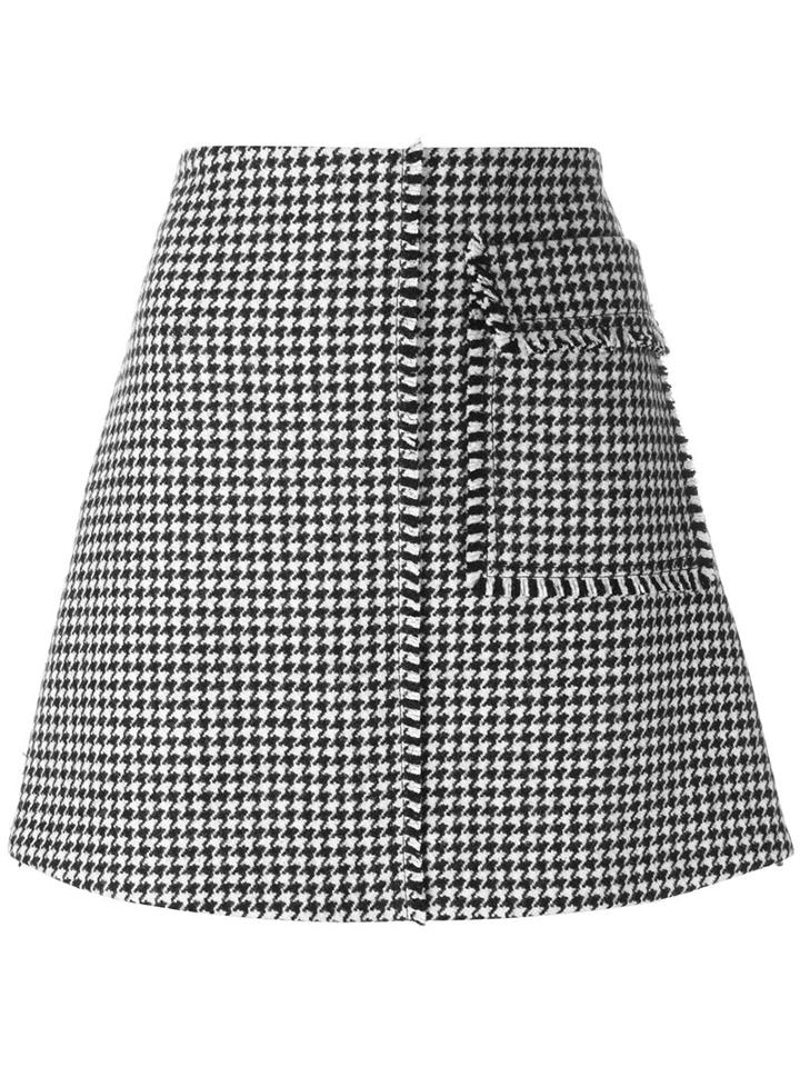 J.w.anderson Houndstooth A-line Skirt, Women's, Size: 12, Black, Polyamide/viscose/wool