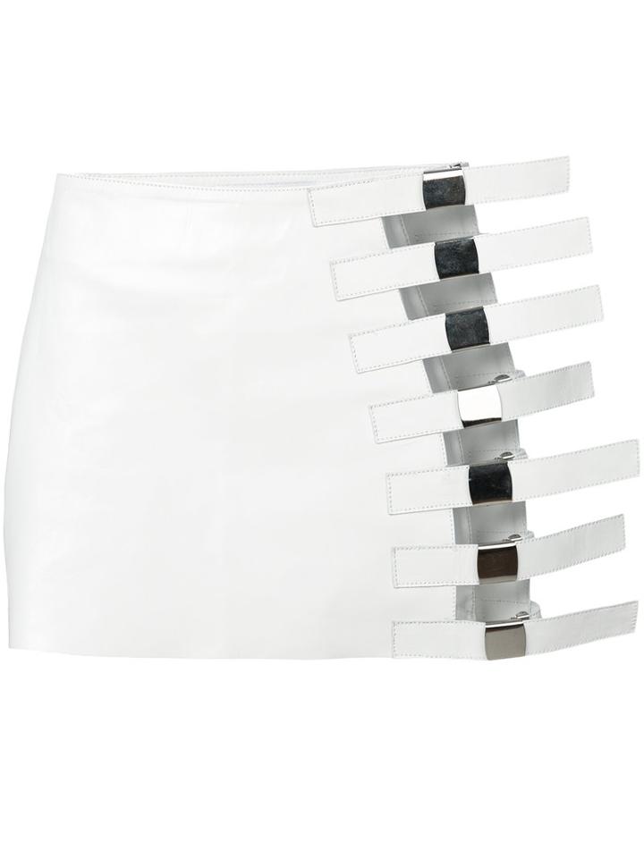 Manokhi - 'raika' Skirt - Women - Leather/polyester/viscose - 36, White, Leather/polyester/viscose