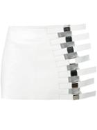 Manokhi - 'raika' Skirt - Women - Leather/polyester/viscose - 36, White, Leather/polyester/viscose