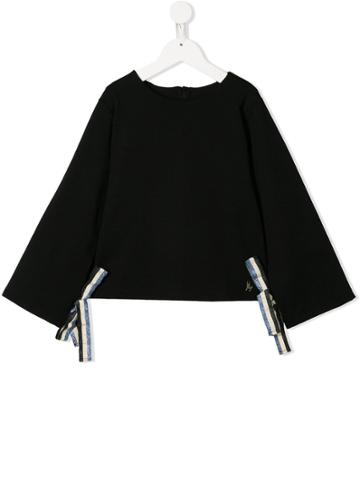 Mariuccia Milano Kids Bow-embellished Wide-sleeves Top - Black