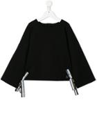 Mariuccia Milano Kids Bow-embellished Wide-sleeves Top - Black