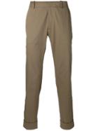Antonio Marras Folded Hem Straight Trousers, Men's, Size: 50, Green, Cotton/spandex/elastane