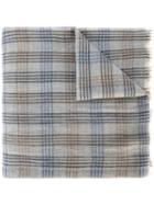 Loro Piana Checked Scarf, Men's, Grey, Cashmere