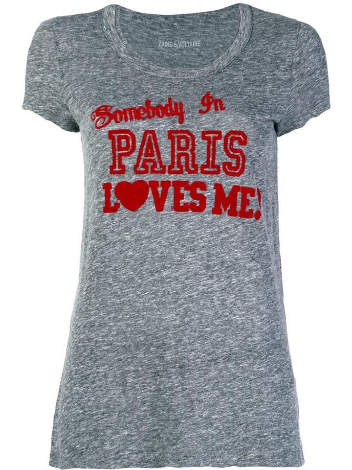 Zadig & Voltaire Somebody In Paris Loves Me T-shirt - Grey