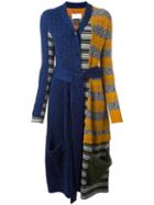 Maison Margiela Elongated Patchwork Stripe Cardigan, Women's, Size: Medium, Blue, Cotton/wool/polypropylene/viscose