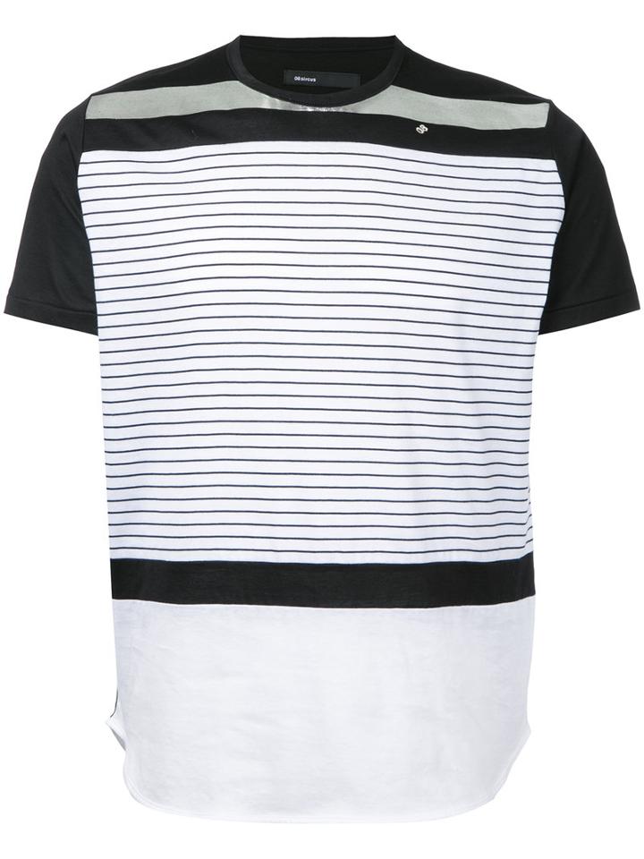 08sircus Striped T-shirt, Men's, Size: 4, Black, Cotton