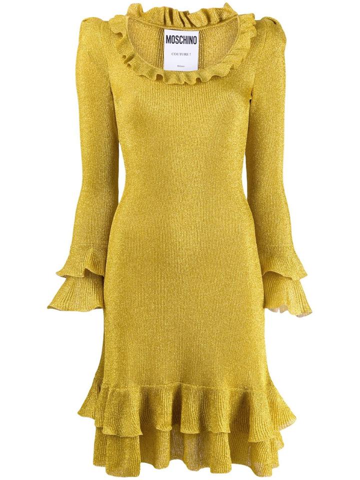 Moschino Shimmer Ruffle Dress - Yellow